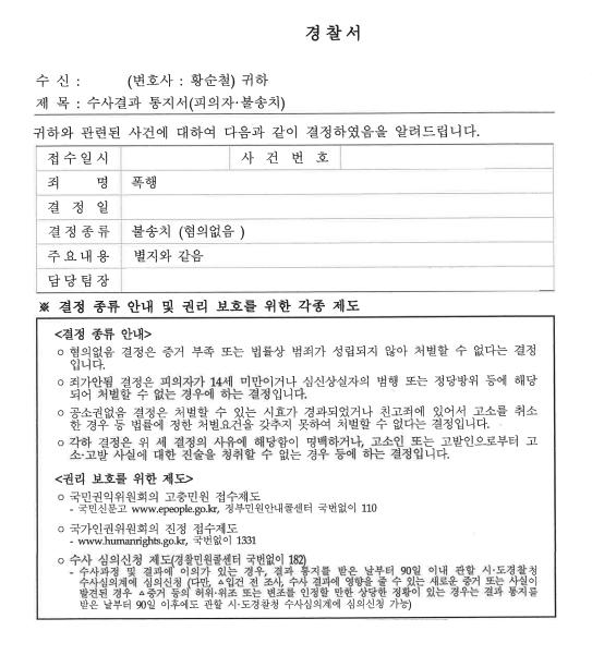 폭행 협박 혐의로 입건된 의뢰인 모두 혐의없음 불송치