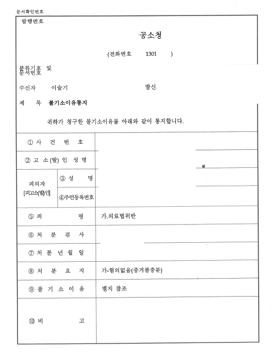 치과 진료기록 허위 작성 혐의, 의료법위반 불기소 처분